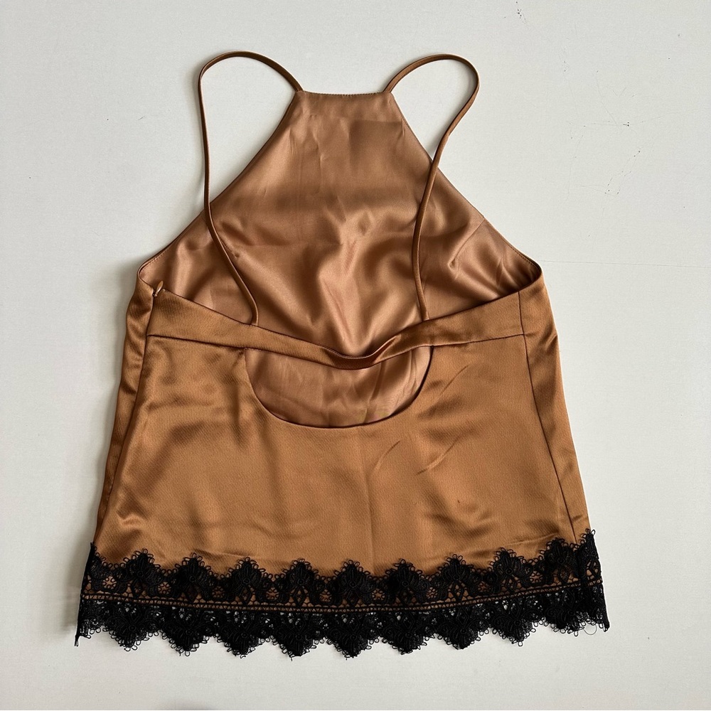 ABS Gold Camisole Black Lace Halter Neck Size Small - Picture 5 of 5